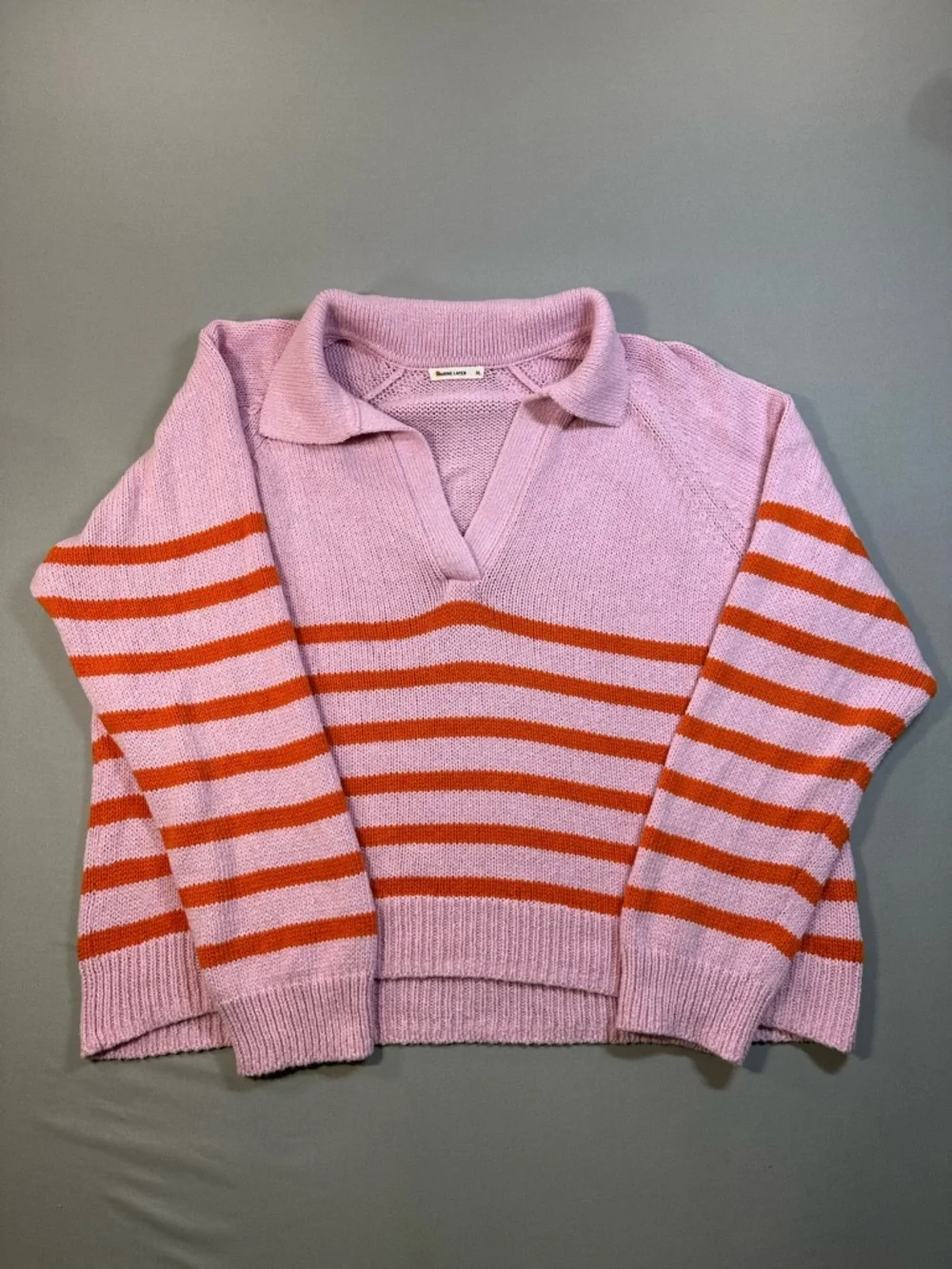 Marine Layer Claire Relaxed Polo Sweater, Merino Wool/Cotton - Womens XL - Picture 2 of 16